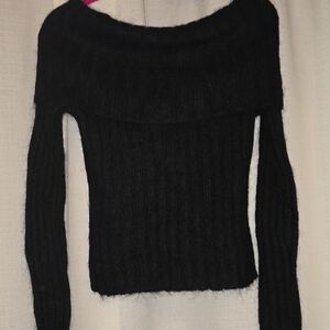 The Limited Black Off-the-Shoulder Ribbed Sweater
